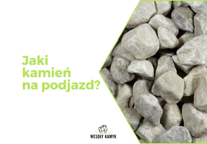 Zbliżenie na jasnoszare, nieregularne kamienie żwirowe.