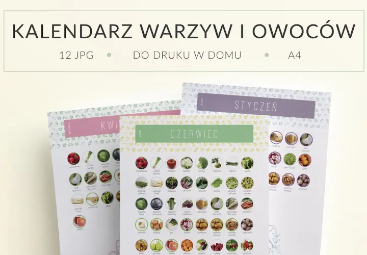 Tabele kaloryczne PDF - do druku, owoce i warzywa