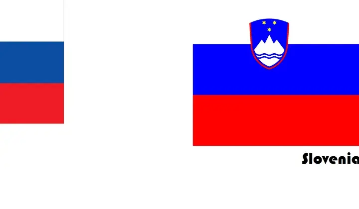 Flagi Słowacji i Słowenii. Oba kraje mają podobne barwy, ale różnią się herbami. 🇸🇰