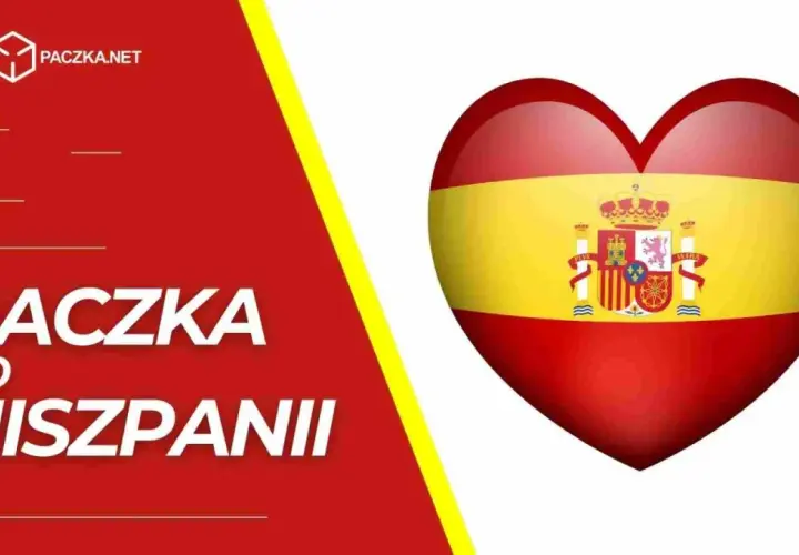 Serce w barwach Hiszpanii symbolizuje paczkę do Hiszpanii. TANIA PACZKA.NET.