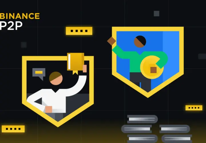 Binance P2P: dowiedz się, gdzie inwestować w krypto. Dwie postacie w tarczach symbolizują handel i naukę.