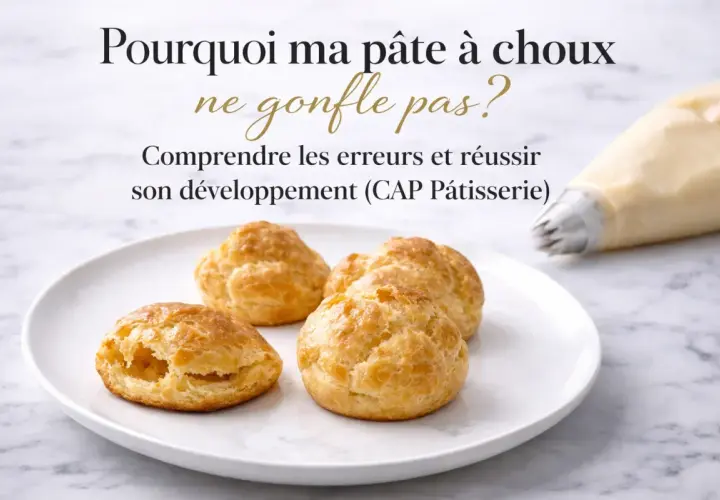 Pâte à choux ratée ? Comprendre les erreurs pour réussir son développement, une fiche technique CAP Pâtisserie.