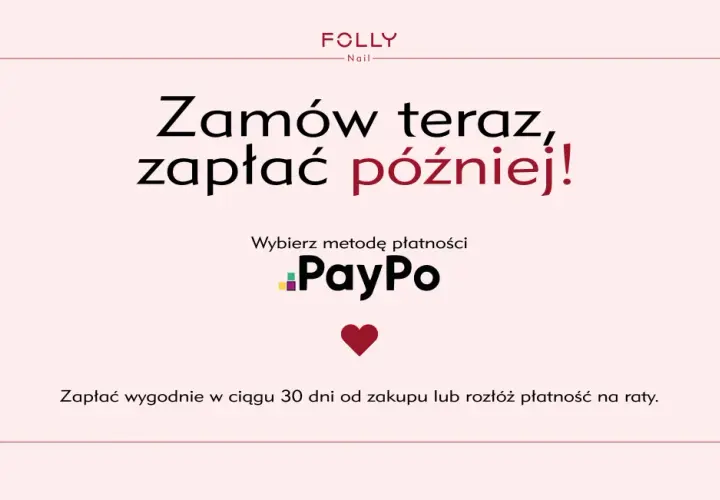 Zamów teraz, zapłać później z PayPo! Wybierz wygodną płatność w ciągu 30 dni lub na raty.