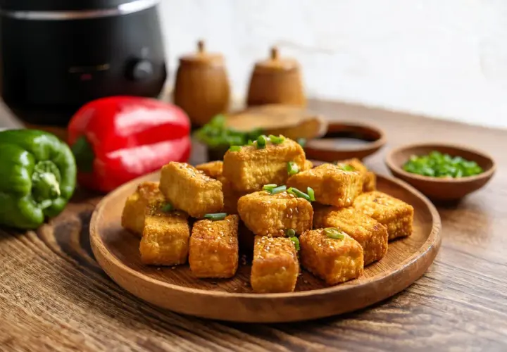 Chrupiące kąski tofu z sezamem, idealne do airfryera. Proste i pyszne airfryer przepisy po polsku.
