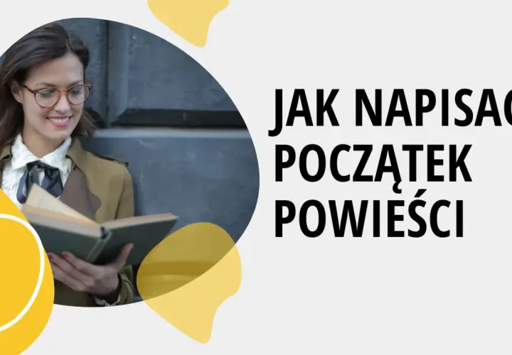 Kobieta w okularach czyta książkę, inspirując się do tego, jak zacząć pisać własną powieść od budowania świata czy postaci.