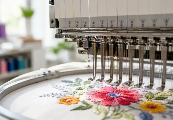 Macchine da ricamo professionali creano splendidi motivi floreali. Impara come ricamare con precisione e creatività.