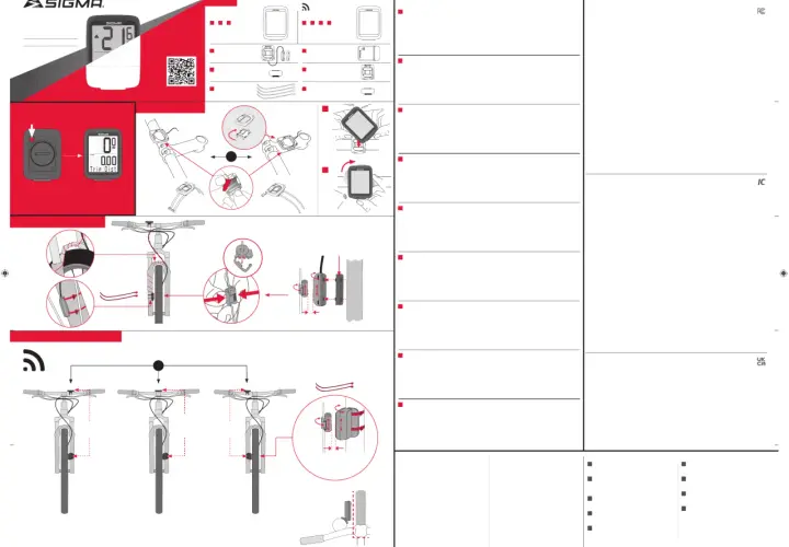 Instrukcja montażu licznika rowerowego Sigma. Pokazuje jak zamontować uchwyt i czujnik, a także jak ustawić sigma 800.