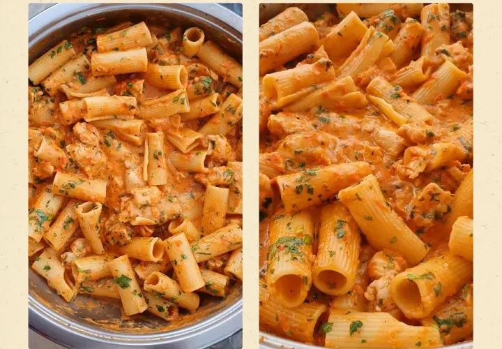 Prosty przepis na makaron penne z kurczakiem w sosie pomidorowym
