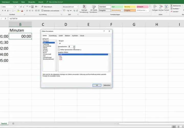 Finestra di dialogo "Formato celle" in Excel, con la categoria "Numero" selezionata, per la conversione ore in decimali.