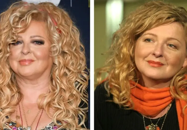 Magda Gessler młoda, z burzą blond loków i charakterystycznym makijażem, uśmiecha się do obiektywu.