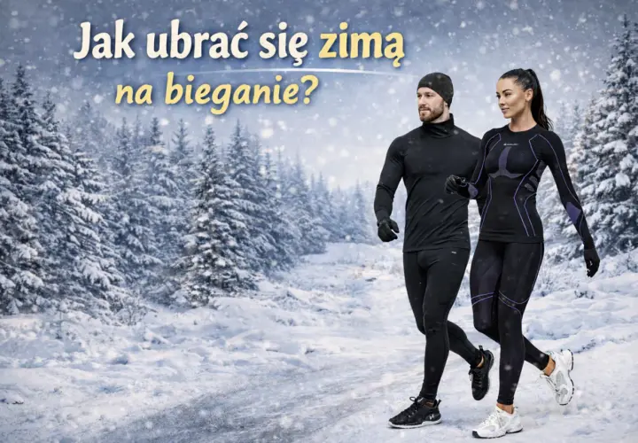 Para biegnie przez zaśnieżony las. Dowiedz się, w czym biegać zimą, by czuć się komfortowo.