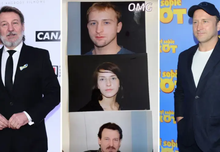 Aktorzy z obsady "Był sobie kot" - od lewej: Jerzy Stuhr, nieznani aktorzy, Tomasz Schuchardt.