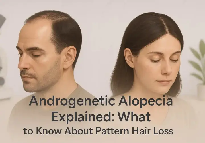 Hombre y mujer con alopecia androgenética, un tipo de pérdida de cabello común.