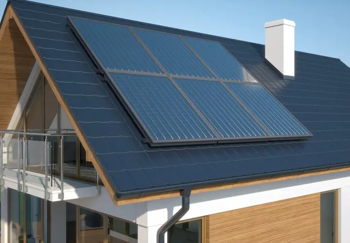 Panneaux solaires sur un toit sombre, illustrant à quoi sert l'énergie solaire : produire de l'électricité propre pour la maison.