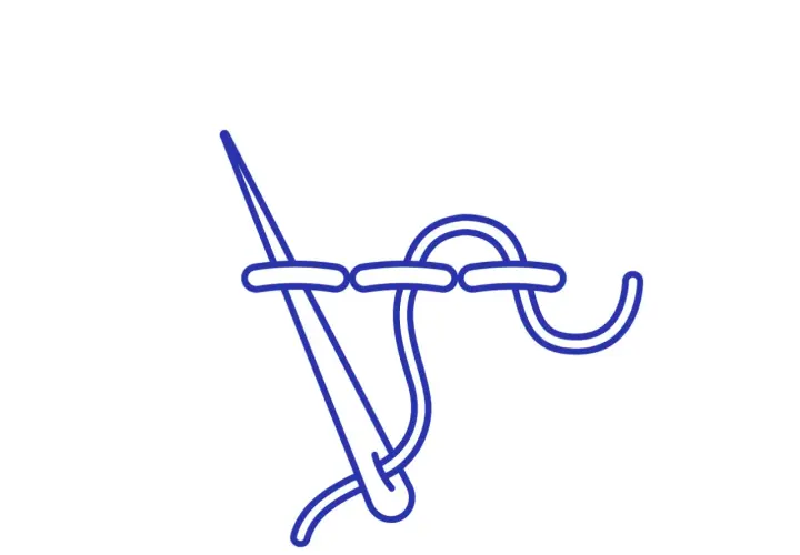 Ago e filo blu creano un punto nodato, ideale per i tuoi punti ricamo per riempire.