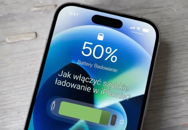 iPhone z 50% baterii. Dowiedz się, jak naładować iPhone bez ładowarki, włączając szybkie ładowanie.