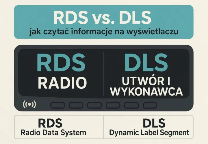 RDS vs. DLS: jak czytać informacje na wyświetlaczu. RDS Radio Data System wyświetla nazwę stacji, a DLS utwór i wykonawcę.