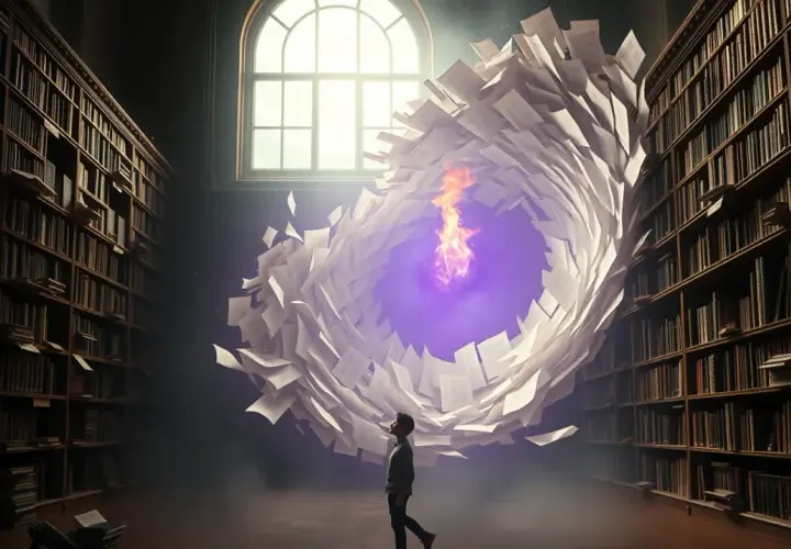 W bibliotece wir papierów z płomieniem w środku. Jakby sennik była dziewczyna partnera, odkrywa tajemnice.