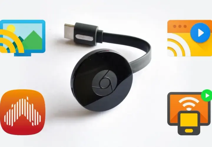 Chromecast i ikony pokazujące, jak połączyć chromecast z telefonem.