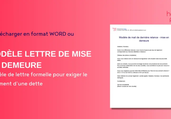 Modèle de lettre de mise en demeure pour artisan. Téléchargeable en Word ou PDF, ce document est une lettre formelle pour exiger le paiement d'une dette.