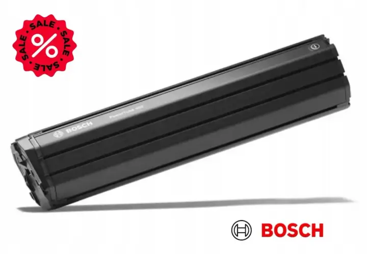 Czarny akumulator Bosch PowerTube 400 na promocji mah. Idealny do roweru elektrycznego.