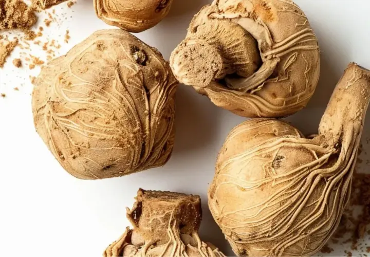 Racines de maca séchées, prêtes à révéler leurs nombreux maca bienfaits.