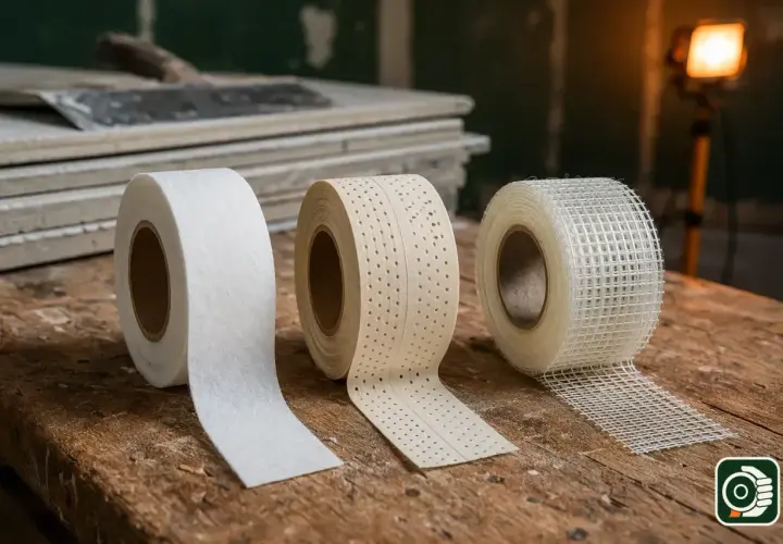 Nastri per cartongesso: una rete, una carta forata e una in tessuto. Essenziali per giunzioni perfette.