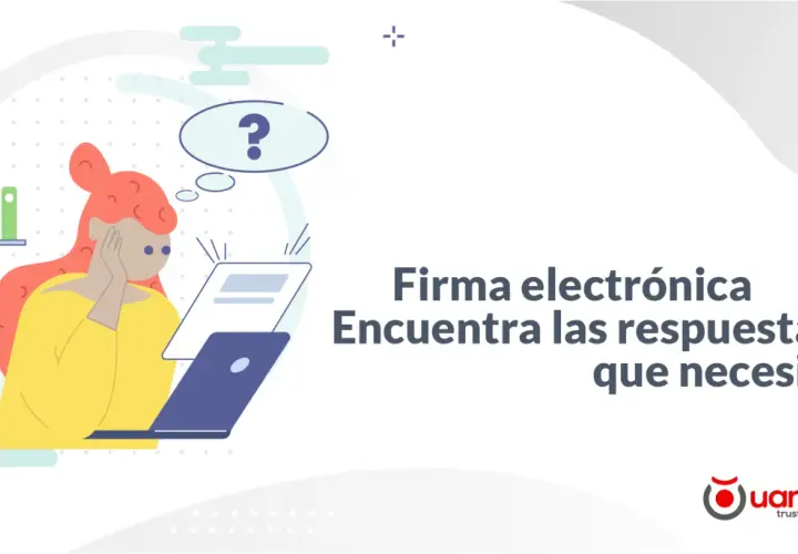 Ilustración de una persona pensativa frente a una laptop, buscando información sobre el **reglamento de firma electrónica**.