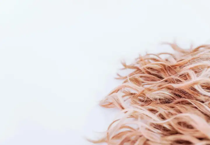 Ljust, lockigt hår som ser ut att ha fått en behandling med hair botox för extra glans och mjukhet.