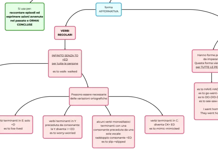 Schema sul passato semplice. Si usa per raccontare episodi conclusi. Ho visto un albero.