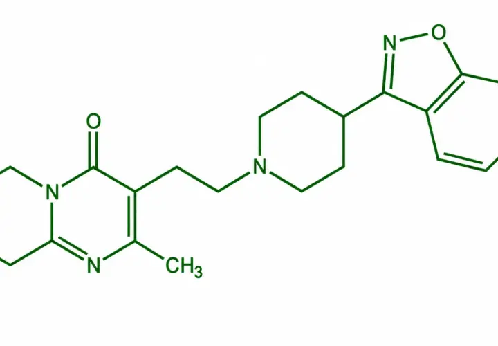 Chemische Strukturformel von Risperidon, einem Medikament, das bei Demenz eingesetzt wird.