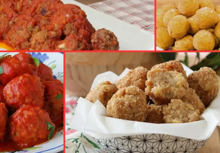 Collage di polpette di carne: al sugo, fritte e in crosta. Un tripudio di sapori e consistenze per gli amanti delle polpette.