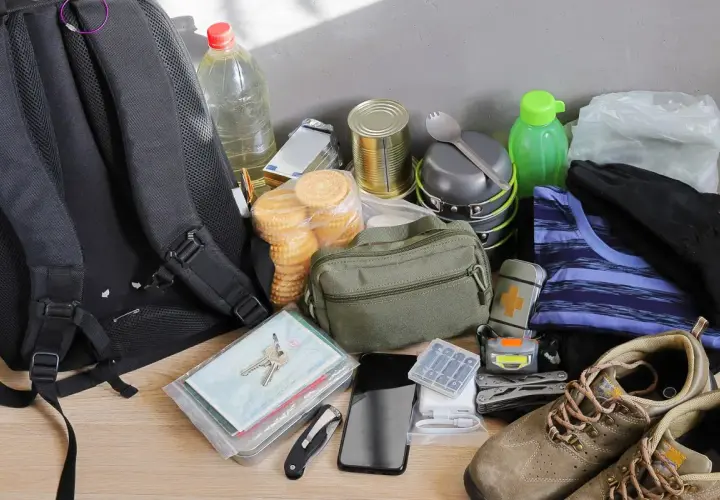Plecak, woda, konserwy, ciastka, apteczka, latarka, telefon, klucze, ubrania i buty – wszystko gotowe na ewakuację to podstawa.
