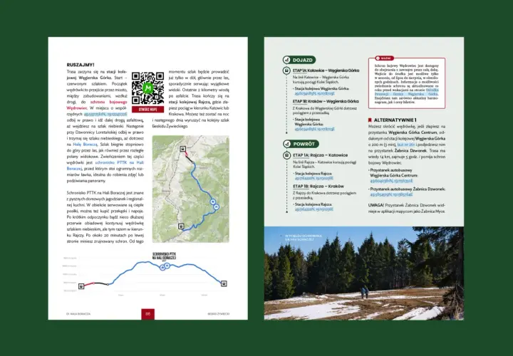 Trasa przez Beskid Żywiecki, od stacji Węgierska Górka do schroniska na Hali Boraczej, oferuje piękne widoki i ciekawe miejsca.