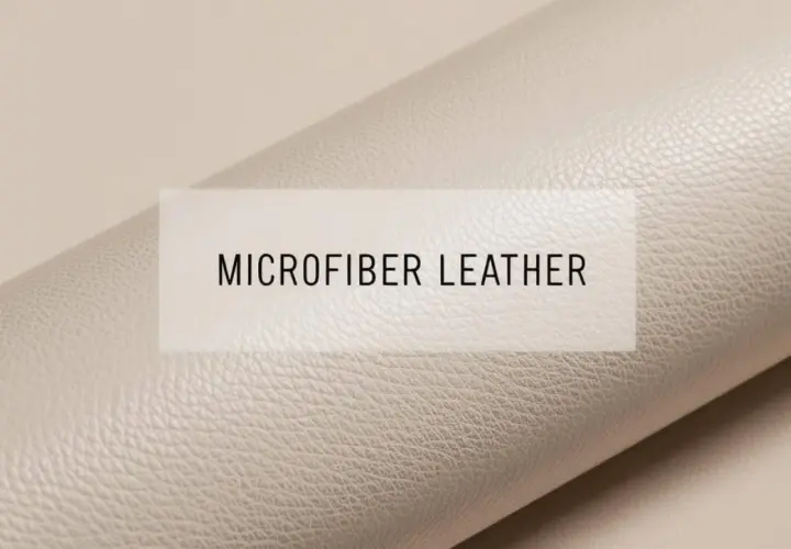 A rolled piece of beige microfiber leather with a textured surface.