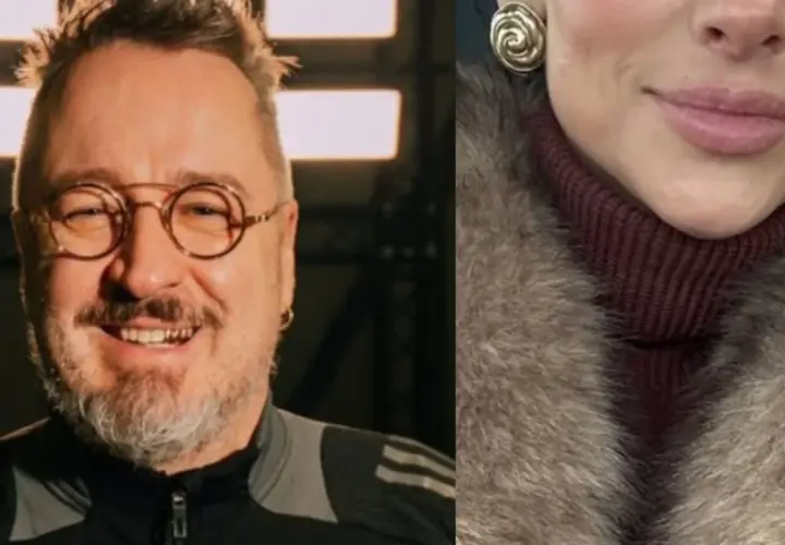 Piotr Kędzierski z żoną, uśmiechnięty mężczyzna w okularach i fragment twarzy kobiety w futrze.