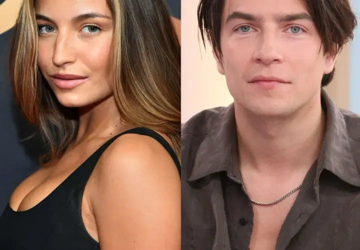 Uśmiechnięta kobieta i mężczyzna, być może przyszła żona Nikodema Rozbickiego, patrzą w obiektyw.