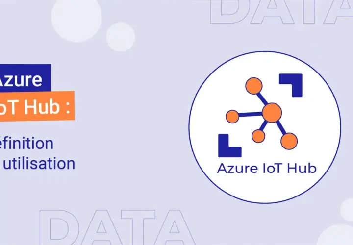 Azure IoT Hub : définition et utilisation. Icône représentant un réseau de points connectés et le logo Azure.