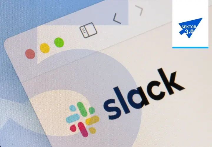 Logo Slack na ekranie komputera. Dowiedz się, slack co to za narzędzie do komunikacji w pracy.
