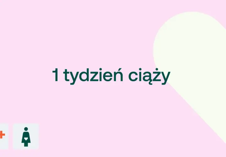 1 tydzień ciąży. Delikatny róż i serce symbolizują początek nowej drogi.