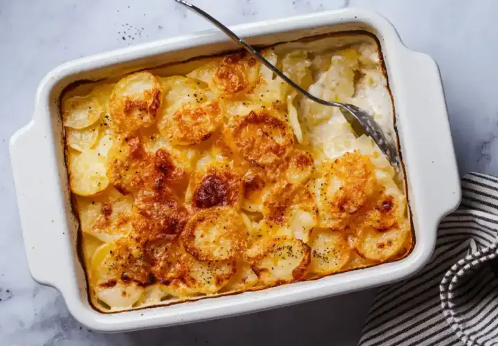 Gratin dauphinois doré, prêt à être dégusté. Le temps de cuisson au four chaleur tournante a été parfait pour ce plat réconfortant.