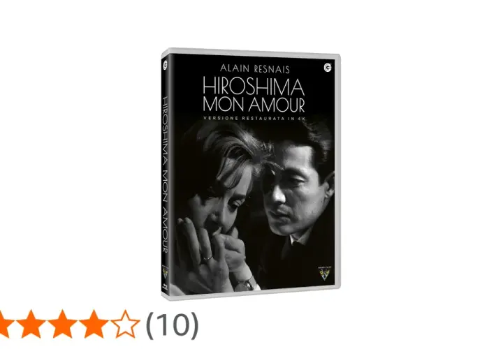Copertina DVD "Hiroshima mon amour", versione restaurata in 4K. Le recensioni lodano questo capolavoro.