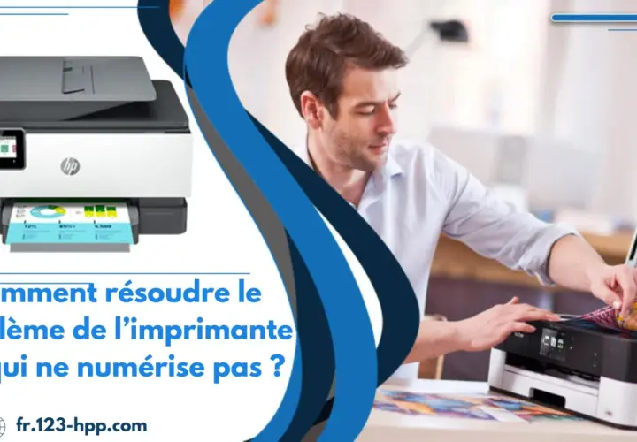 Un homme résout un problème d'imprimante HP. La documentation HP, c'est quoi ? Ce guide vous aide.