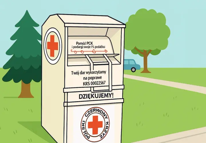 Kontener PCK przyjmuje ubrania. Pomóż potrzebującym, wrzucając odzież. Dziękujemy!