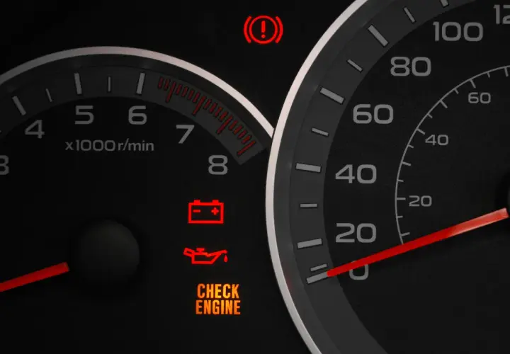 Kontrolka "Check Engine" świeci się, sugerując problem z silnikiem. Warto sprawdzić, jak sprawdzić czy silnik jest spalony, zanim dojdzie do poważniejszej awarii.
