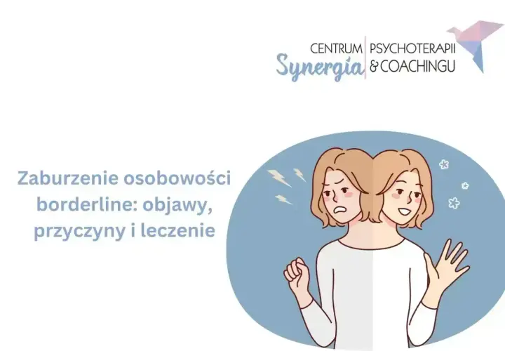 Ilustracja przedstawia dwie twarze tej samej osoby, symbolizujące zmienne nastroje w zaburzeniu osobowości borderline.