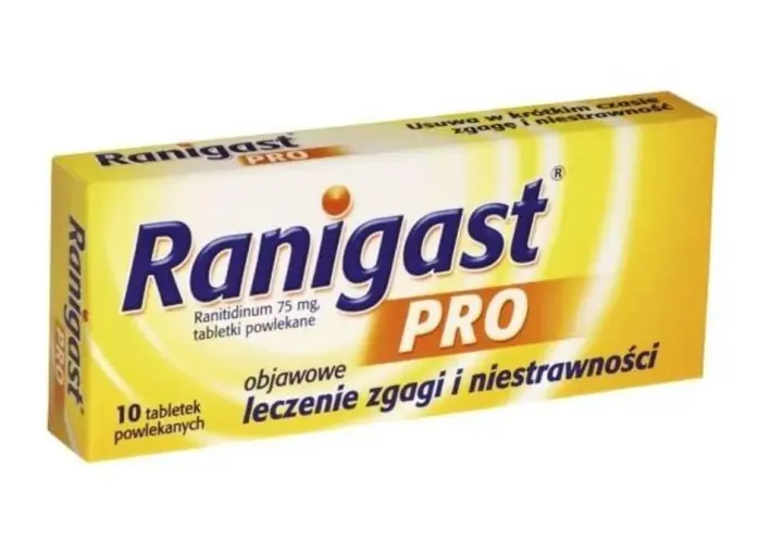 Ranigast PRO na zgagę i niestrawność. Opakowanie 10 tabletek powlekanych. Szybko usuwa objawy.