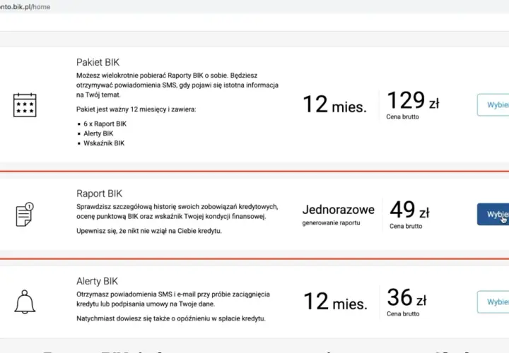 Chcesz wiedzieć, jak pobrać raport BIK? Na stronie nowekonto.bik.pl wybierz opcję "Raport BIK" za 49 zł.