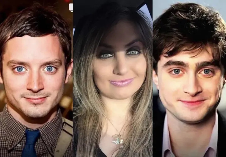 Elijah Wood e Daniel Radcliffe, affiancati da una donna, sembrano pronti per un'avventura magica.