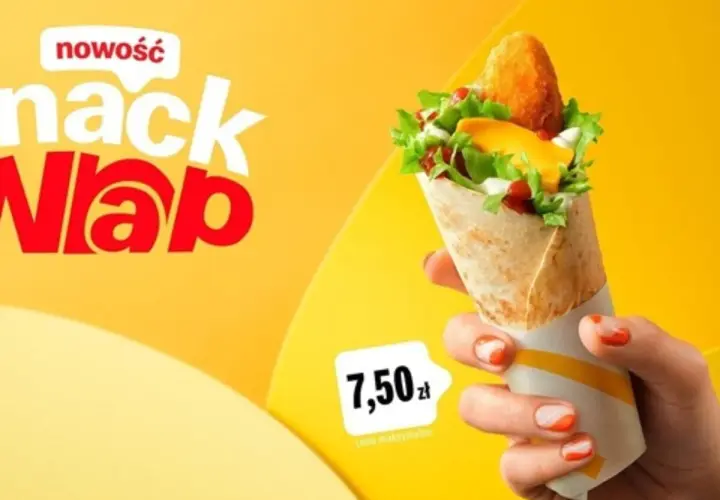 Nowość! Pyszny snack wrap McDonald's z chrupiącym kurczakiem, serem i warzywami. Idealny na szybką przekąskę.